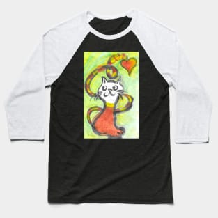 Cat in yellow and red - 2 Baseball T-Shirt